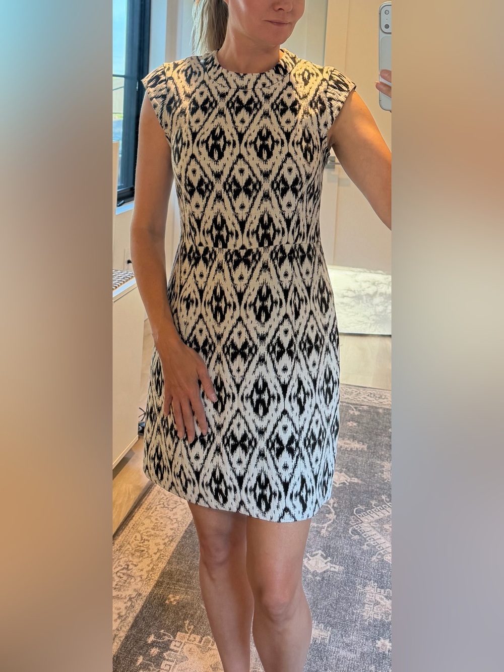 Theory Black & White Ikat Mini Dress